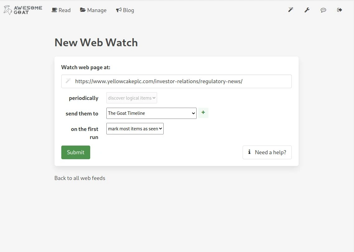 Adding a new web watch